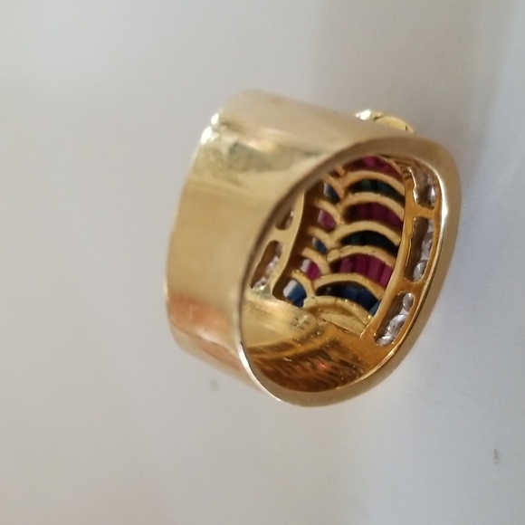 18k gold diamond ruby and sapphire ring - Picture 6 of 6